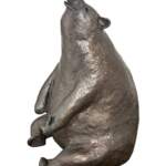 Butterfly Lover (large), original mixed media sculpture of a cute bear with a butterfly on its nose by Canadian artist Karin Taylor at Effusion Art Gallery in Invermere, BC.