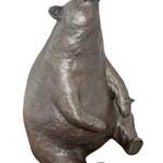 Butterfly Lover (large), original mixed media sculpture of a cute bear with a butterfly on its nose by Canadian artist Karin Taylor at Effusion Art Gallery in Invermere, BC.