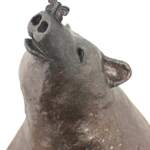 Butterfly Lover (large), original mixed media sculpture of a cute bear with a butterfly on its nose by Canadian artist Karin Taylor at Effusion Art Gallery in Invermere, BC.