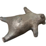 Sea Star Savasana, original mixed media sculpture of a cute bear in the savasana yoga post with his starfish, sand dollar, and dragonfly friends by Canadian artist Karin Taylor at Effusion Art Gallery in Invermere, BC.