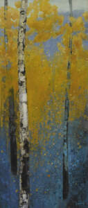 Let Light Lead the Way, original acrylic autumn birch tree painting by Canadian artist Diana Zasadny at Effusion Art Gallery in Invermere, BC.