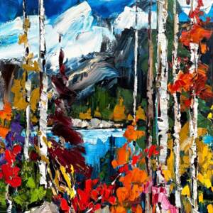 Iconic Images of the Rockies - Jasper, original oil landscape painting of Jasper National Park by Canadian artist Kimberly Kiel at Effusion Art Gallery in Invermere, BC.