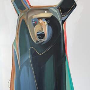 Beechwood, original acrylic black bear painting by Canadian artist Laura Stevens at Effusion Art Gallery in Invermere, BC.