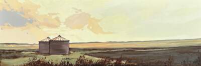 Stillness on the Prairie, original oil prairie landscape painting by Canadian artist Michaela Hoppe at Effusion Art Gallery in Invermere, BC.