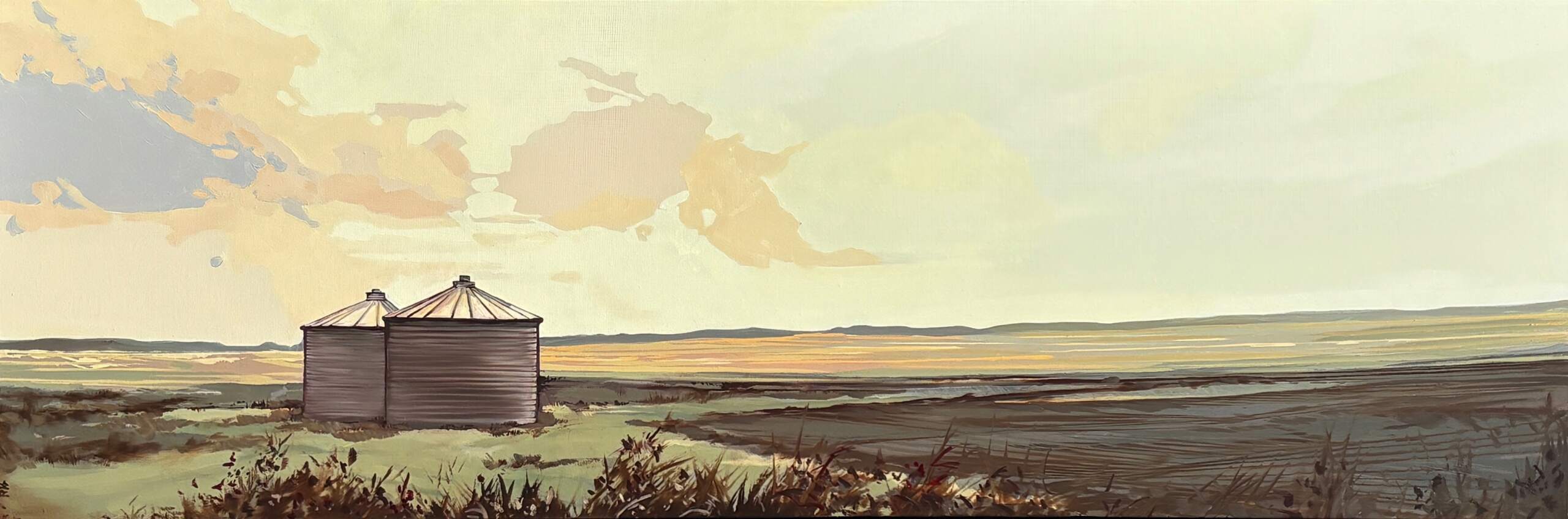Stillness on the Prairie, original oil prairie landscape painting by Canadian artist Michaela Hoppe at Effusion Art Gallery in Invermere, BC.