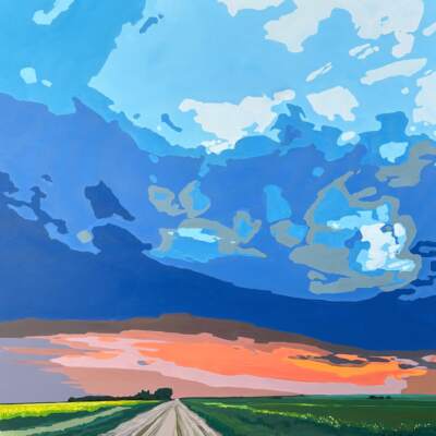 Where Thunder Meets the Sun, original acrylic prairie landscape painting by Canadian artist Michaela Hoppe at Effusion Art Gallery in Invermere, BC.