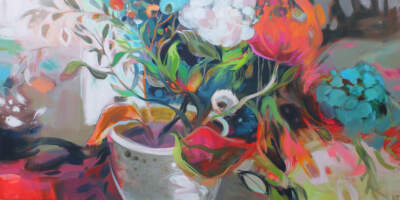 You Amaze Me, original acrylic floral painting by Canadian artist Becky Holuk at Effusion Art Gallery in Invermere, BC.