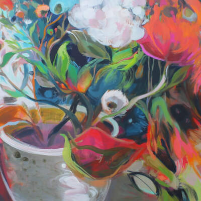 You Amaze Me, original acrylic floral painting by Canadian artist Becky Holuk at Effusion Art Gallery in Invermere, BC.