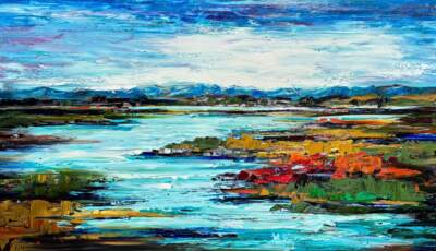 In Real Time, original oil painting of the Columbia Valley wetlands at Effusion Art Gallery in Invermere, BC.