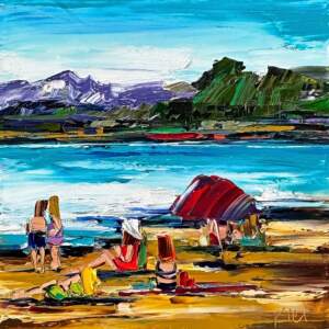 Lost in the Moment 1, original oil beach painting by Canadian artist Kimberly Kiel at Effusion Art Gallery in Invermere, BC.