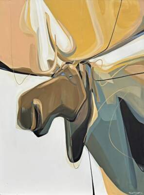 Gumdrop, original acrylic moose painting by Canadian artist Laura Stevens at Effusion Art Gallery in Invermere, BC.