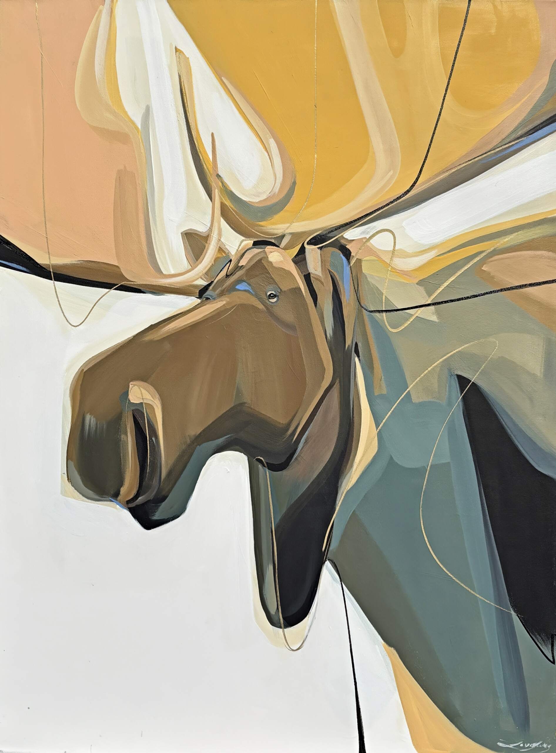 Gumdrop, original acrylic moose painting by Canadian artist Laura Stevens at Effusion Art Gallery in Invermere, BC.