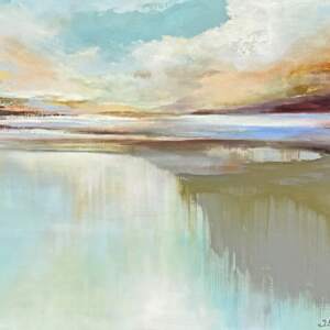 Daydream, original acrylic loose dreamy landscape painting by Canadian artist Jane Bronsch at Effusion Art Gallery in Invermere, BC.