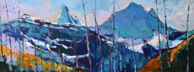 Mount White Tail, original acrylic local landscape painting of Mount White Tail by Canadian artist Verne Busby at Effusion Art Gallery in Invermere, BC.