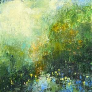 Evensong, original mixed media painting by Canadian artist Laura Culic at Effusion Art Gallery in Invermere, BC.