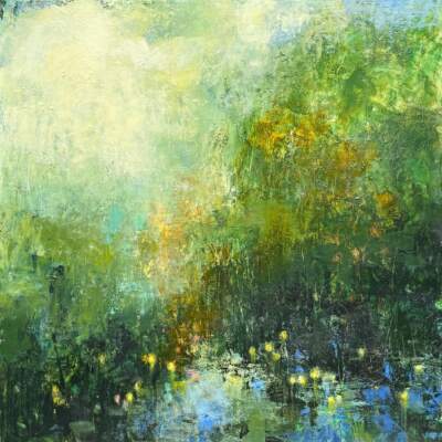 Evensong, original mixed media painting by Canadian artist Laura Culic at Effusion Art Gallery in Invermere, BC.
