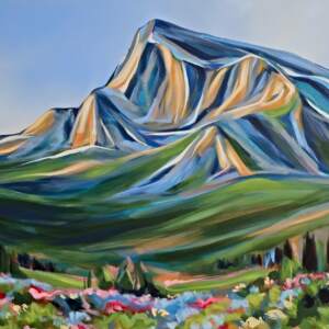 Moment in Time, original acrylic mountain landscape painting by Canadian artist Kayla Eykelboom at Effusion Art Gallery in Invermere, BC.