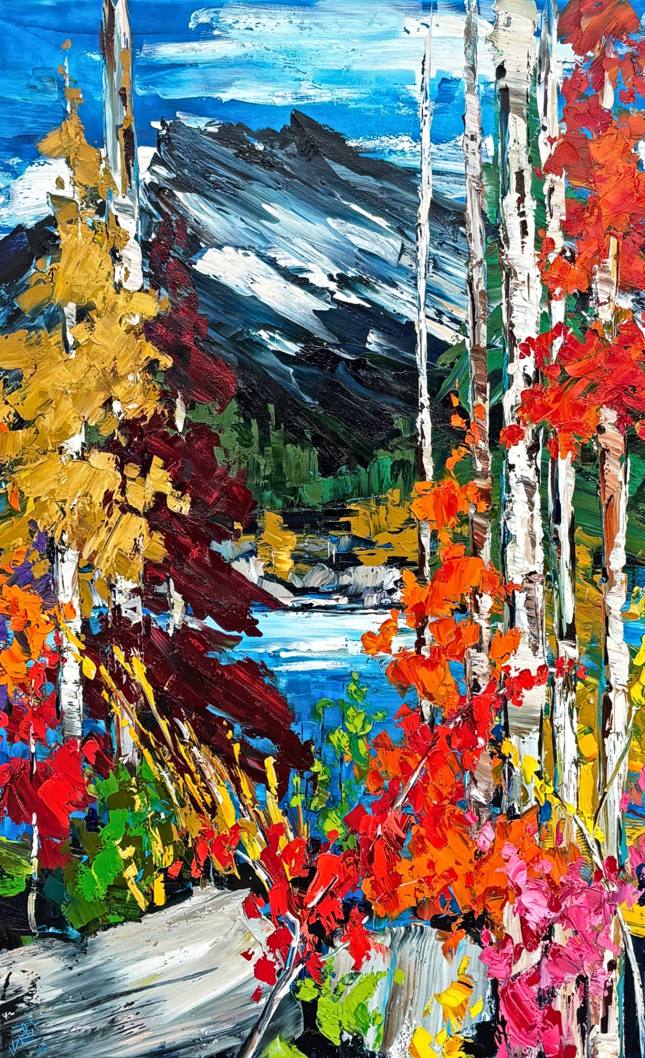 Iconic Images of the Rockies - Mount Rundle 1, original oil landscape painting of Mount Rundle by Canadian artist Kimberly Kiel at Effusion Art Gallery in Invermere, BC.