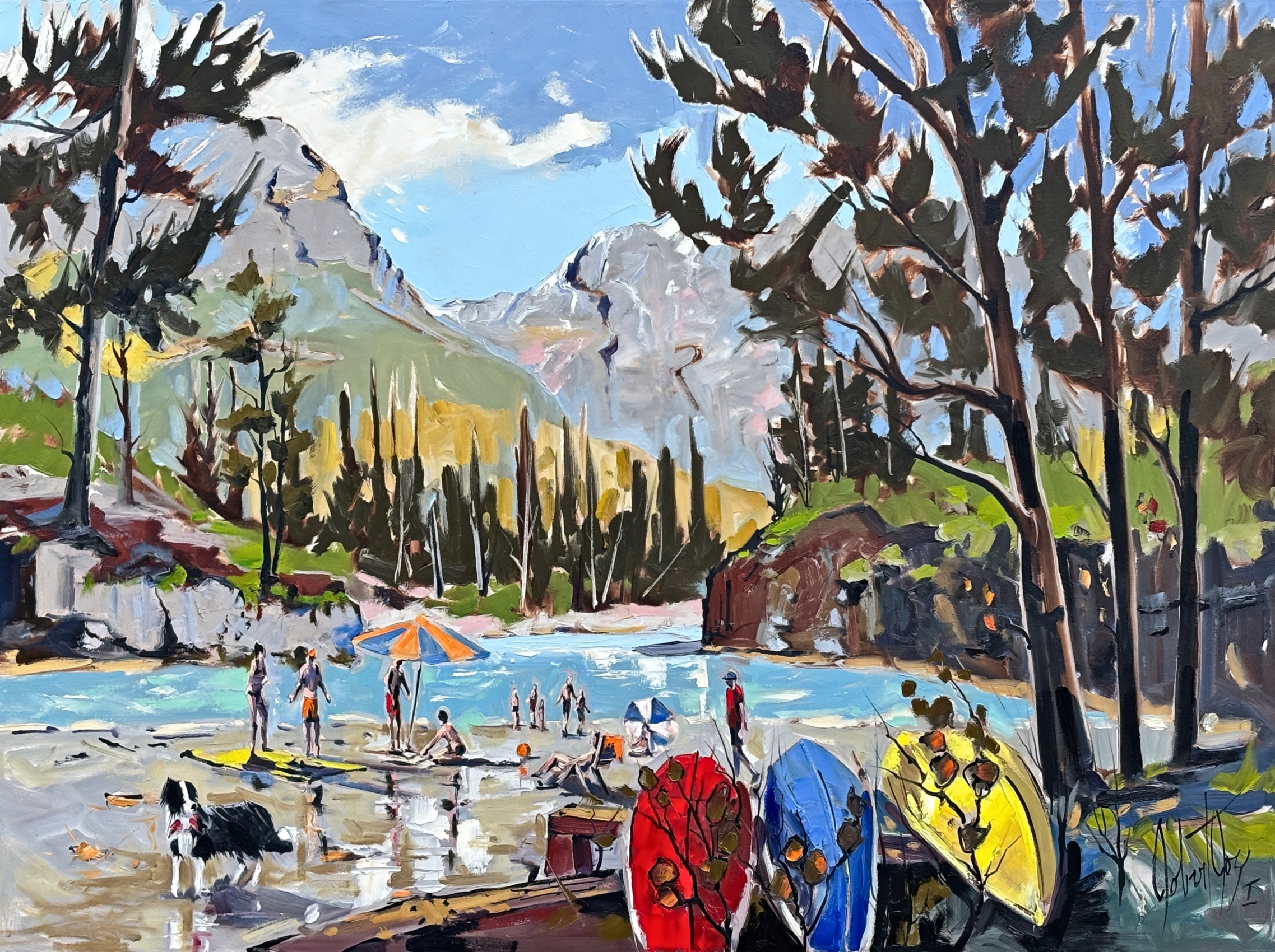 Lake Windermere, original oil landscape painting of Lake Windermere in the summer by Canadian artist Robert Roy at Effusion Art Gallery in Invermere, BC.