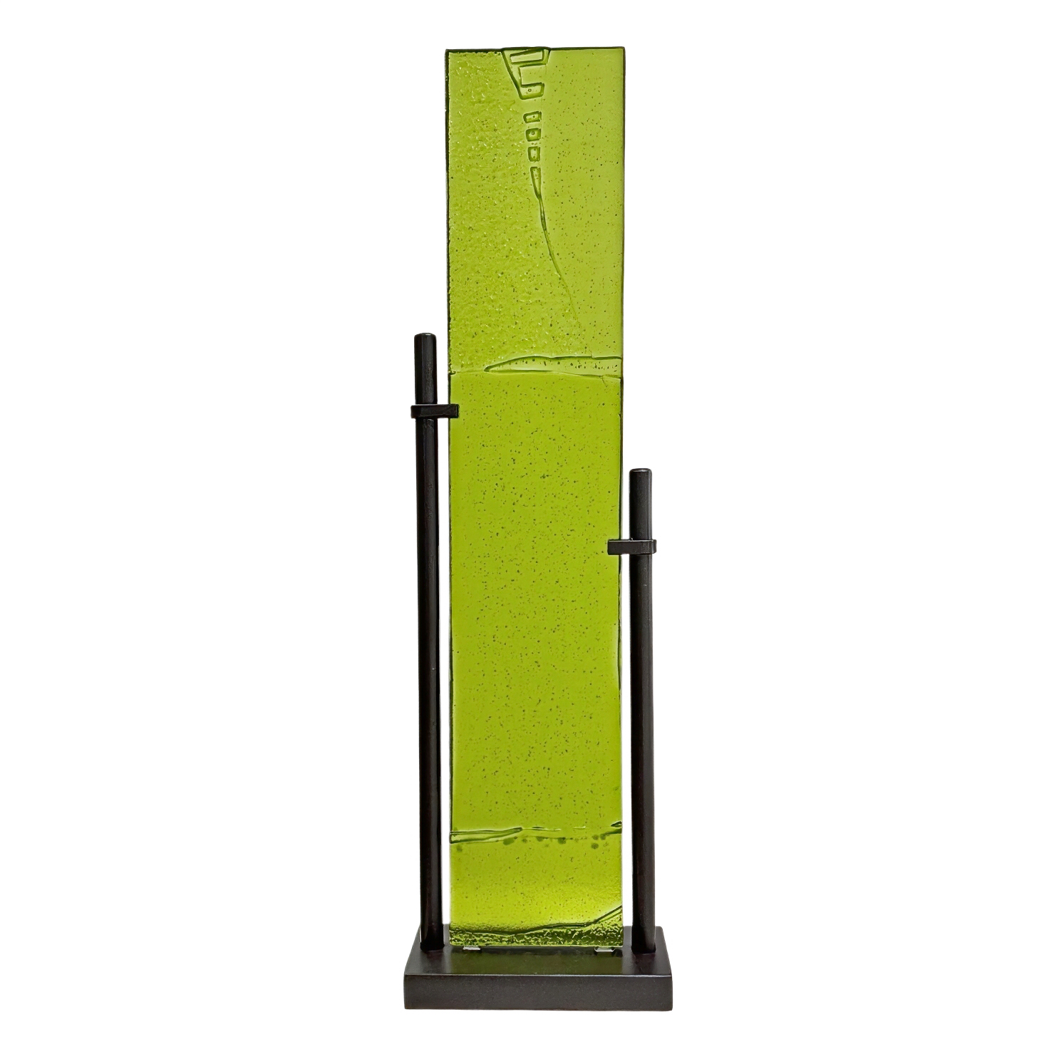 Summer, one of a kind spring green cast glass panel by Canadian artist Heather Cuell at Effusion Art Gallery in Invermere, BC.