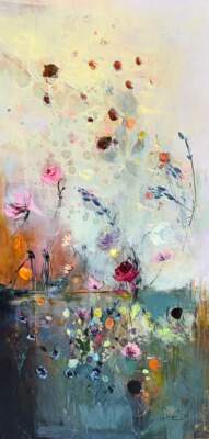 Dawn, original oil flower painting by Canadian artist Denna Erickson at Effusion Art Gallery in Invermere, BC.