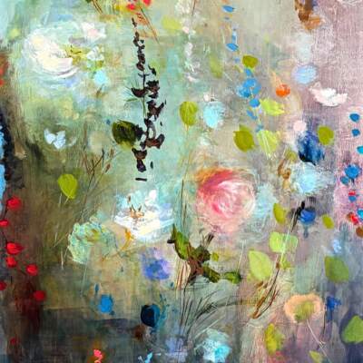 Garden at Midnight, original oil flower painting by Canadian artist Denna Erickson at Effusion Art Gallery in Invermere, BC.