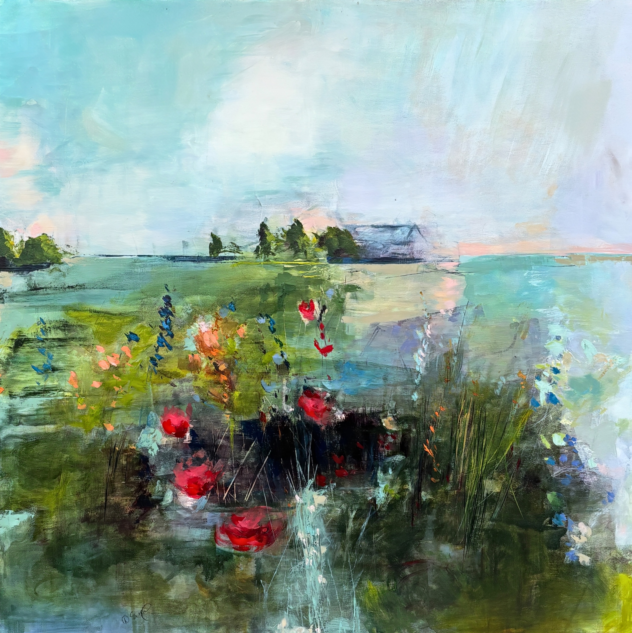 Little House, original oil landscape painting of a little house on the prairie by Canadian artist Denna Erickson at Effusion Art Gallery in Invermere, BC.