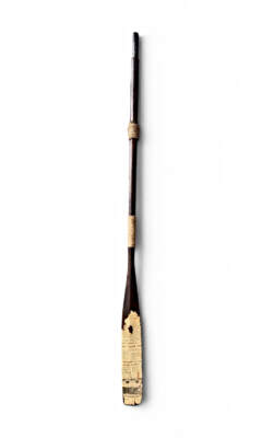 One-of-a-kind reclaimed decorative oar by Canadian artist Kara Masters at Effusion Art Gallery in Invermere, BC.