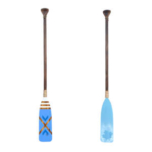 One-of-a-kind hand-painted decorative wooden canoe paddle by Canadian artist Kara Masters at Effusion Art Gallery in Invermere, BC.