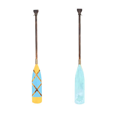 One-of-a-kind hand-painted decorative wooden canoe paddle by Canadian artist Kara Masters at Effusion Art Gallery in Invermere, BC.