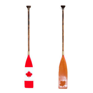 One-of-a-kind hand-painted decorative wooden canoe paddle by Canadian artist Kara Masters at Effusion Art Gallery in Invermere, BC.