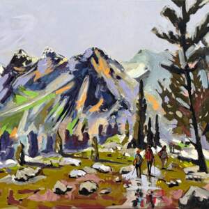 La marche vers les sommets, original oil landscape painting by Canadian artist Robert Roy at Effusion Art Gallery in Invermere, BC.