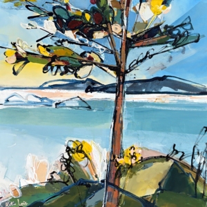 On a Walk, original acrylic arbutus tree painting by Canadian artist Katie Lois at Effusion Art Gallery in Invermere, BC.
