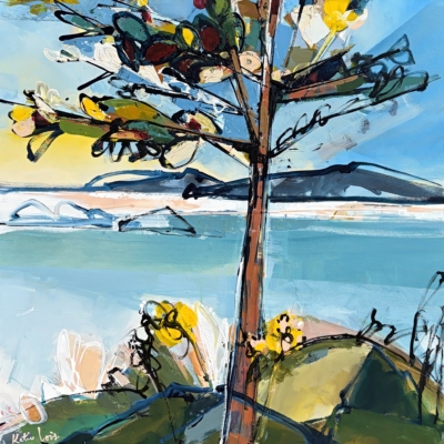 On a Walk, original acrylic arbutus tree painting by Canadian artist Katie Lois at Effusion Art Gallery in Invermere, BC.