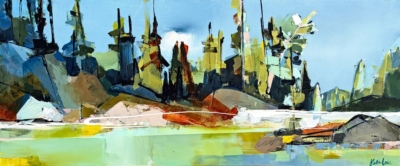 Serenade, original acrylic landscape painting by Canadian artist Katie Lois at Effusion Art Gallery in Invermere, BC.
