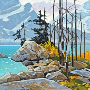 Kananaskis Motif, original oil landscape painting of Peter Lougheed Provincial Park by Canadian artist Graeme Shaw at Effusion Art Gallery in Invermere, BC.