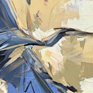 A Good Clip, original acrylic flying heron painting by Canadian artist Laura Stevens at Effusion Art Gallery in Invermere, BC.