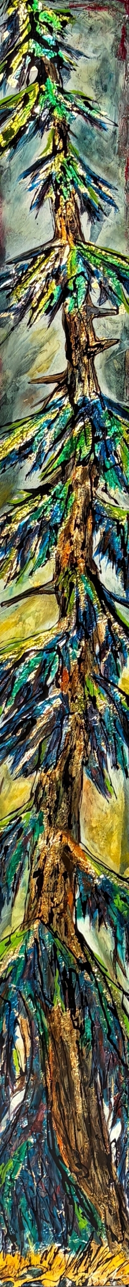 Fullness of Good, original mixed media tree painting by Canadian artist David Zimmerman at Effusion Art Gallery in Invermere, BC.